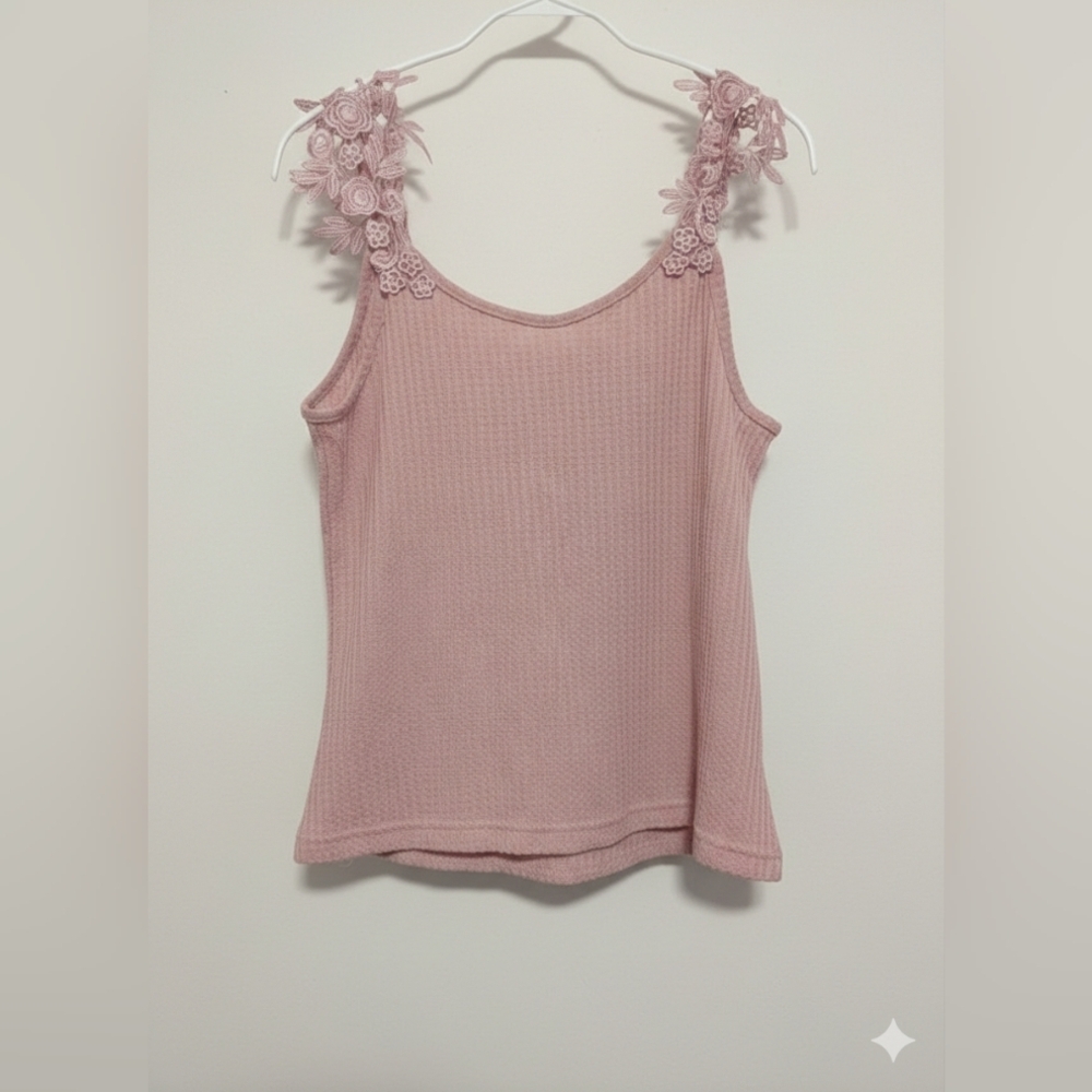 SHEIN Emery Rose Floral Lace Waffle Knit Tank XL (NWOT) - Picture 2 of 9